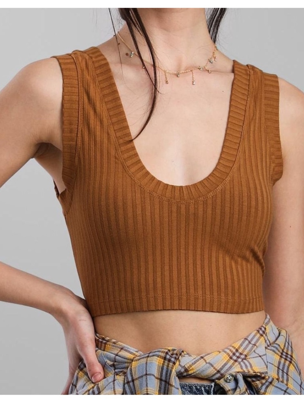 Free people FP movement blissed out brami tank ribbed xs brown
